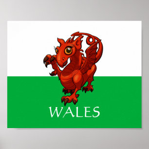 Poster Cartoon de dragon rouge gallois, mais doux pour bé