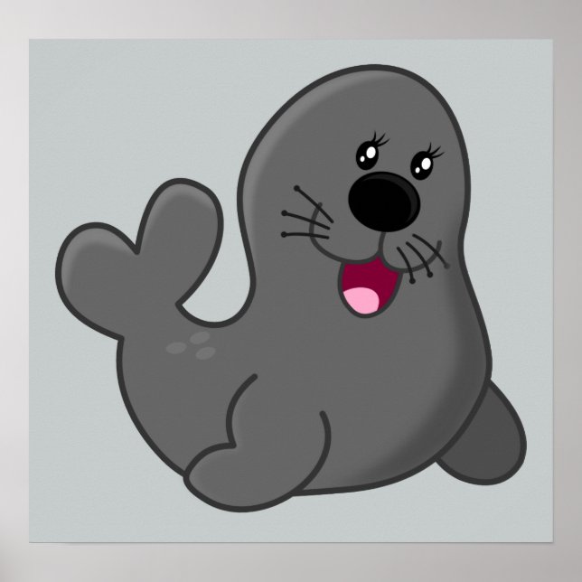 POSTER CARTOON DE GRAY ADORABLE HAPPY ANIMALS SEA CREAT (Devant)