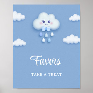 Poster Cartoon duvet blanc nuage neuf bleu garçon faveurs