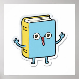 Poster Cartoon Happy Book