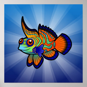 Poster Cartoon Mandarin / Dragonet Fish