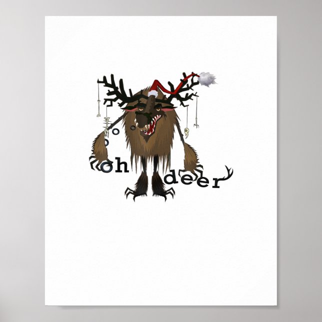 Poster Cartoon Oh Deer Funny Reindeer Holiday Gamer Gift  (Devant)