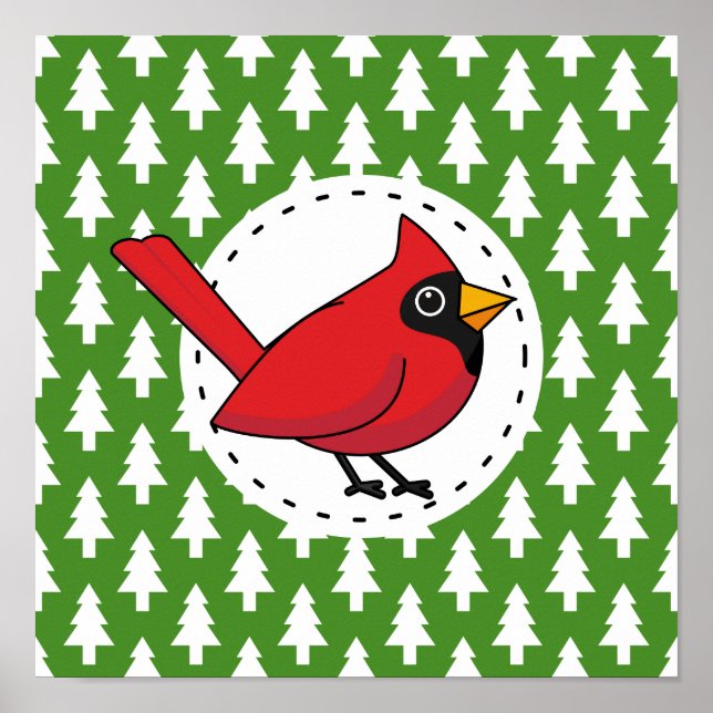 Poster Cartoon Red Cardinal (Devant)