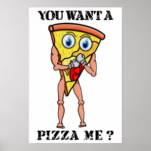 Poster Cartoon Trash Talking Pizza Boxing