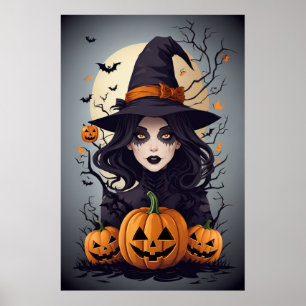 Poster Carving éffrayante pour les filles et les Citrouil