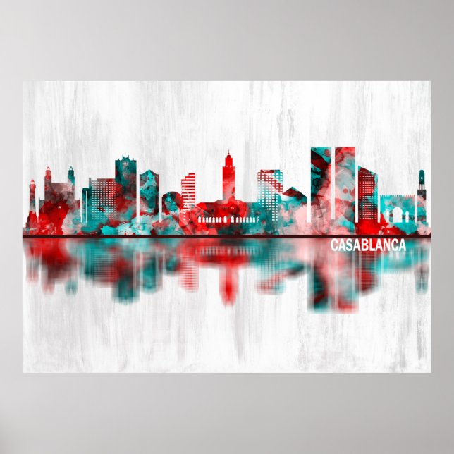 Poster Casablanca Maroc Skyline (Devant)
