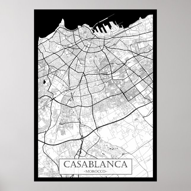 Poster Casablanca Morocco Map (Devant)