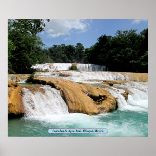 Poster Cascadas de Agua Azul, Chiapas, Mexique