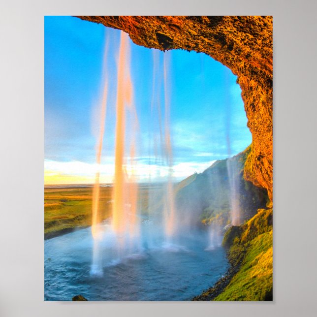 Poster Cascade au-dessus des rochers Photographie de la n (Devant)