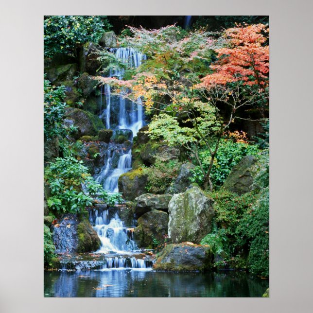 Poster Cascade au Jardin Japonais (Devant)