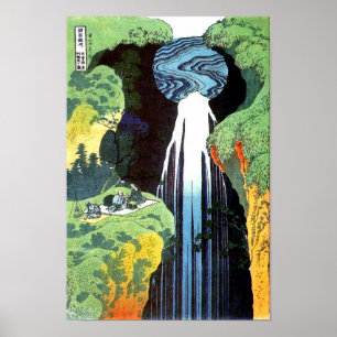 Poster Cascade d'Amida, Hokusai Art japonais