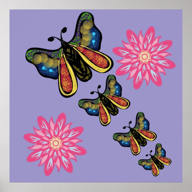 Poster Cascade de Papillons Artistique Personnalisée (Devant)