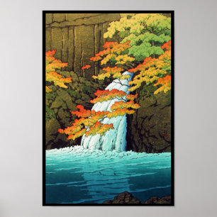 Poster Cascade de Senju, Akame Hasui Kawase shin hanga ar