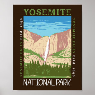 Poster Cascade du parc national Yosemite Retro perturbé