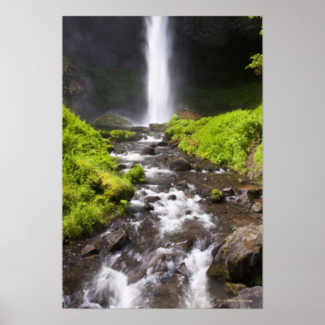 Poster Cascade floue et rivière (Devant)