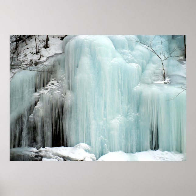 Poster Cascade gelée, bleu (Devant)