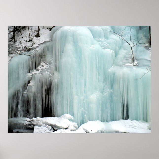 Poster Cascade gelée, bleue (Devant)