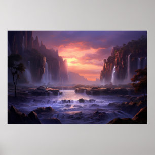 Poster Cascade Majestic Beau Paysage