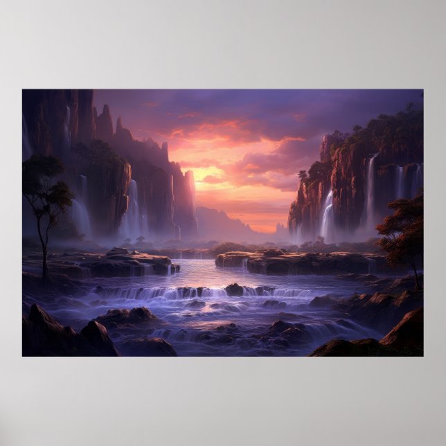 Poster Cascade Majestic Beau Paysage (Devant)