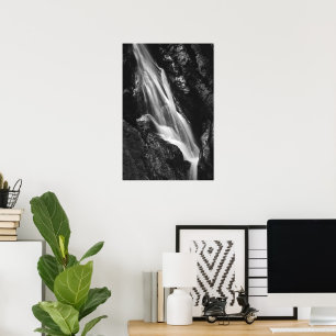 Poster Cascade noir et blanc dans les gorges de l'Enfer,