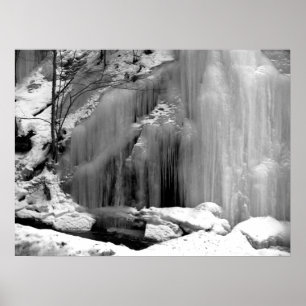 Poster Cascade noire et blanche congelée