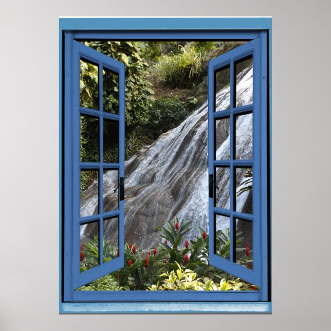 Poster Cascade Photo Trompe l'oeil Fake Window (Devant)