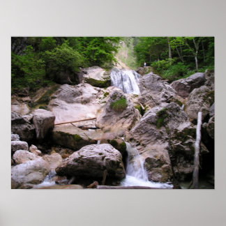 Poster Cascade sous le château de Neuschwanstein, Allemag