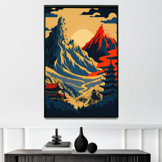 Poster cascade style ukiyo-e