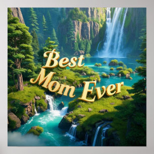 Poster Cascade vintage meilleure maman jamais