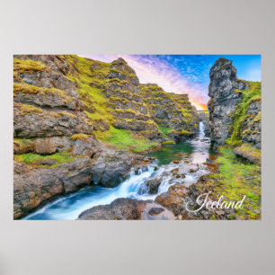 Poster Cascades de Kolufossar, Islande