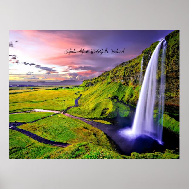 Poster Cascades de Seljalandsfoss, Islande (Devant)
