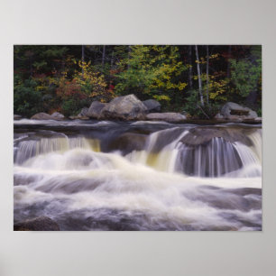 Poster Cascades, Route Kancamagus, Blanc