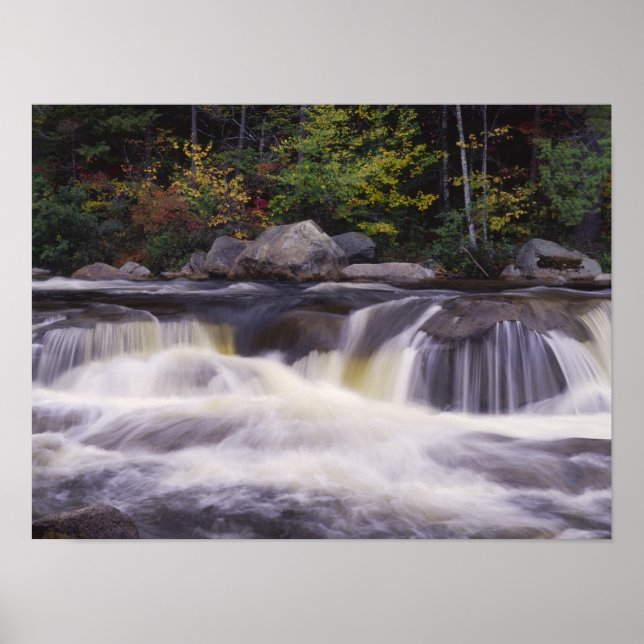 Poster Cascades, Route Kancamagus, Blanc (Devant)