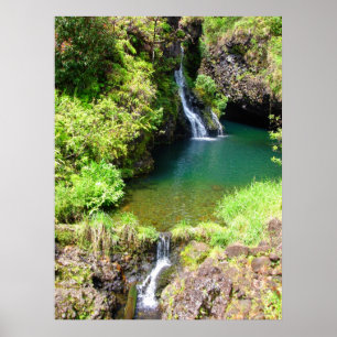 Poster Cascades sur la route vers Hana, Maui, Hawaii