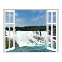Cascades Trompe l'oeil Fake Window View