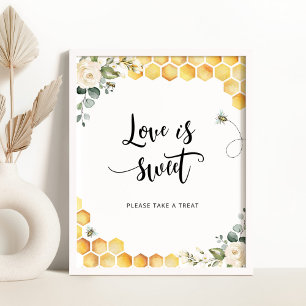 Poster Casiers de miel d'abeille à l'aquarelle L'amour es