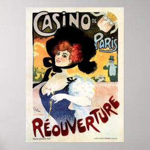 Poster CASINO DE PARIS Reouverture Musique Vintage