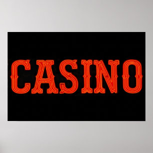 Poster Casino en rouge au néon