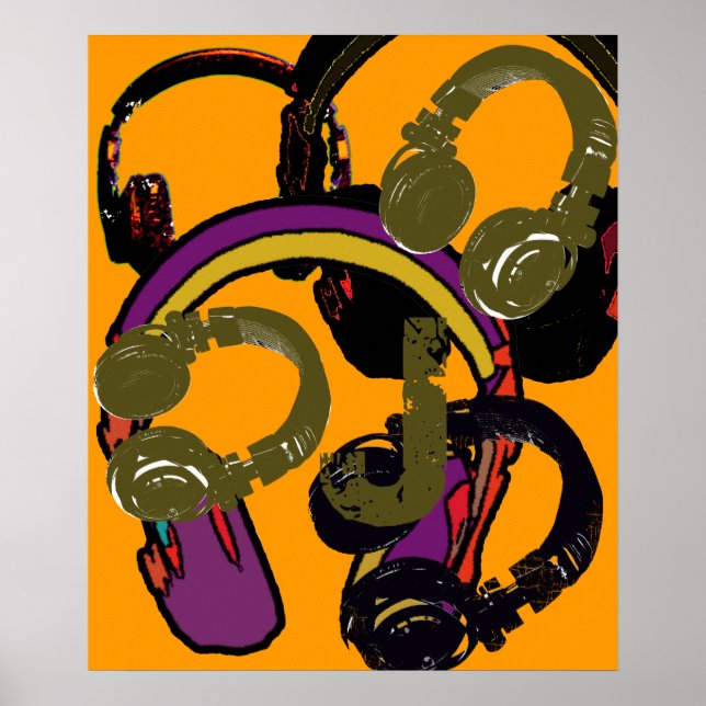 Poster casque art cool deejay (Devant)