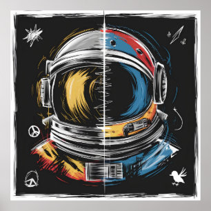 Poster Casque d'astronaute Abstrait