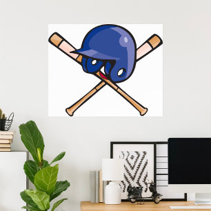 Poster Casque de baseball et chauves-souris