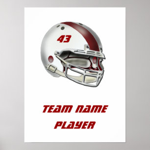 Poster Casque de football blanc et marron