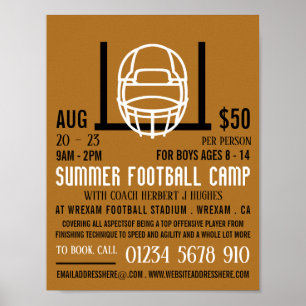Poster Casque de football & But, Camp de football publici