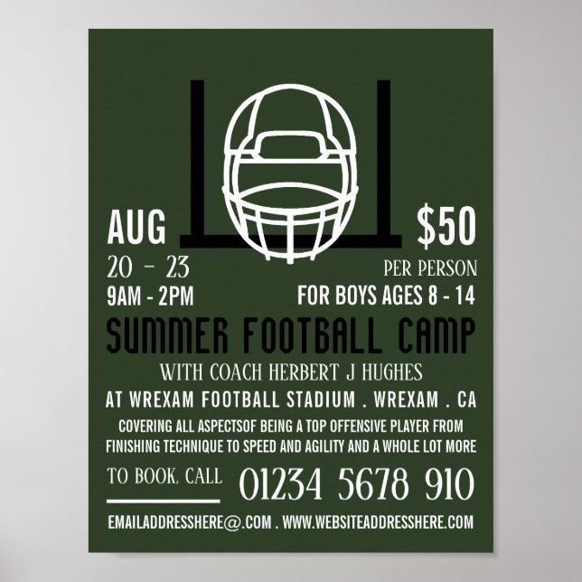 Poster Casque de football & But, Camp de football publici (Devant)