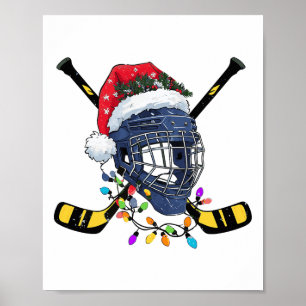 Poster Casque de hockey sur glace de Noël Santa Xmas