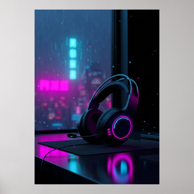 Poster Casque de jeu Cyberpunk (Devant)