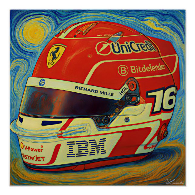 Poster Casque de Leclerc de Formule Un (Devant)