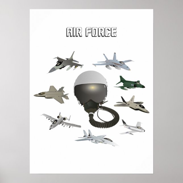 Poster Casque de pilote de l'aviation américaine avec avi (Devant)