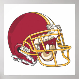 Poster Casque Red & Gold Football