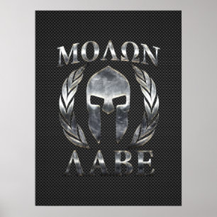 Poster Casque spartiate en acier de Molon Labe sur la